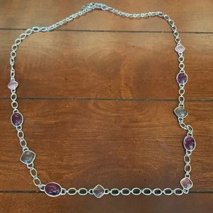 Pink purple gray silver necklace